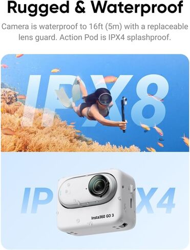 Insta360 GO 3 64GB Sport Kit 275672: حزمة كاميرا الحركة الصغيرة 2.7K مع حزمة حماية معززة لمدة 3 سنوات CPS، عصا سيلفي 3 في 1، مقبض طاقة 4000 مللي أمبير في الساعة، مجموعة عمل ديكو جير الخارجية وإضاءة حلقة لاسلكية in Saudi Arabia