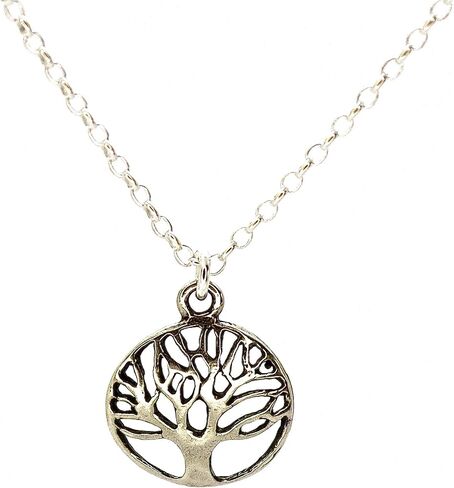 Tree of Life Pendant Necklace for women, Sterling silver 925 round small pendant, Dainty necklace for girls, Silver family tree pendant, Everyday necklace in Saudi Arabia