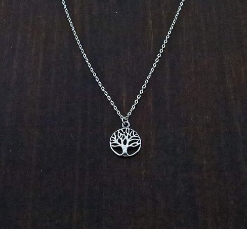 Tree of Life Pendant Necklace for women, Sterling silver 925 round small pendant, Dainty necklace for girls, Silver family tree pendant, Everyday necklace in Saudi Arabia