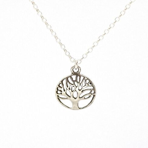 Tree of Life Pendant Necklace for women, Sterling silver 925 round small pendant, Dainty necklace for girls, Silver family tree pendant, Everyday necklace in Saudi Arabia