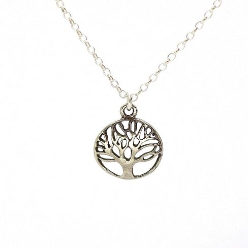 Tree of Life Pendant Necklace for women, Sterling silver 925 round small pendant, Dainty necklace for girls, Silver family tree pendant, Everyday necklace in Saudi Arabia