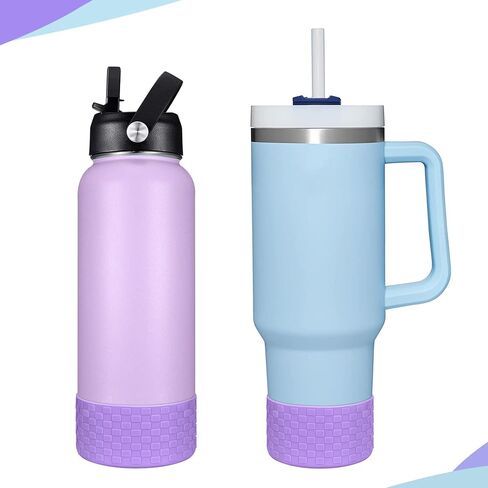 Bottle/Tumbler Boot, Compatible with Hydro Flask/Stanley and Others, Anti-Slip Bottom Silicone Sleeve Cover with Checkered Texture, Fits 12-40 oz Water Bottle & Regular Tumbler in Saudi Arabia