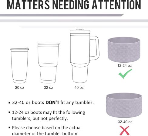 Bottle/Tumbler Boot, Compatible with Hydro Flask/Stanley and Others, Anti-Slip Bottom Silicone Sleeve Cover with Checkered Texture, Fits 12-40 oz Water Bottle & Regular Tumbler in Saudi Arabia