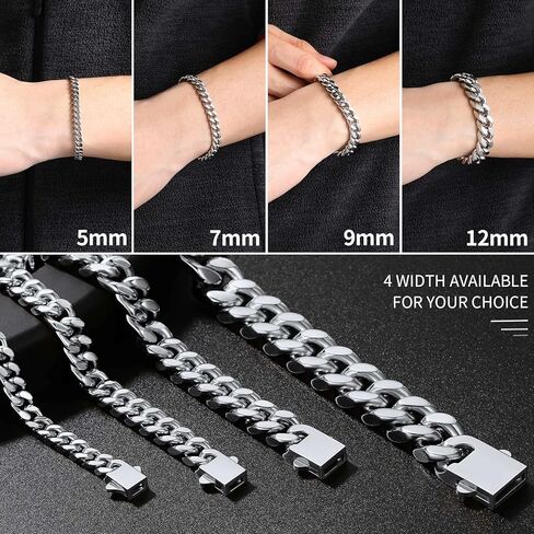 ChainsHouse 12mm 24" قلادة سلسلة كوبية للرجال سوار 19 سم in Kuwait