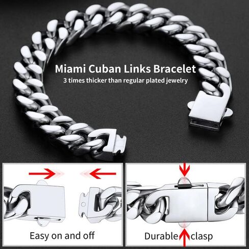 ChainsHouse 12mm 24" قلادة سلسلة كوبية للرجال سوار 19 سم in Kuwait