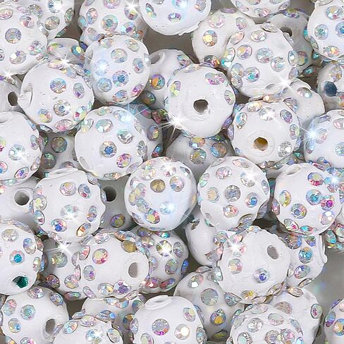 120pcs 10mm Rhinestone Beads for Crafting, Black Shiny Round Shamballa Disco Ball Beads Fancy Sparkle Crystal Clay Bead for DIY Necklace Bracelet Earring Jewelry Making in Saudi Arabia