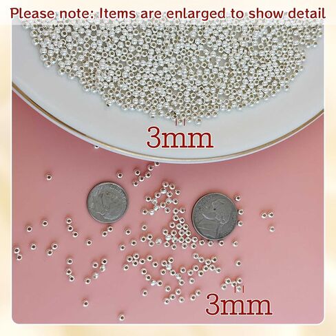 MKCYD Sterling Silver Beads for Jewelry Making,Genuine 925 Silver Smooth Round Ball Beads,Solid 925 Sterling Silver Spacer Beads for DIY Bracelet Necklace Earring Jewelry Making(Made in Italy) in Saudi Arabia