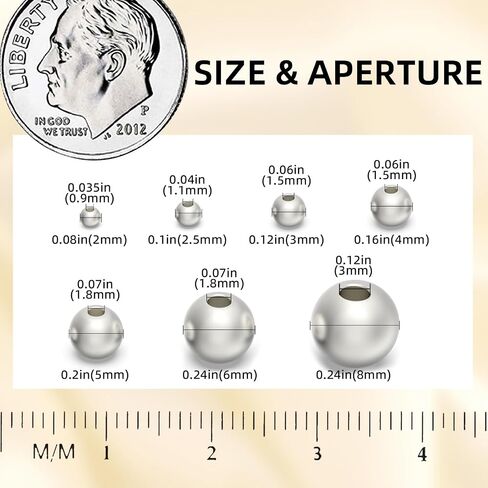 MKCYD Sterling Silver Beads for Jewelry Making,Genuine 925 Silver Smooth Round Ball Beads,Solid 925 Sterling Silver Spacer Beads for DIY Bracelet Necklace Earring Jewelry Making(Made in Italy) in Saudi Arabia
