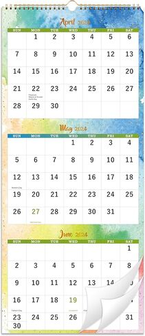 2024-2025 Calendar - 3 Month Wall Calendar 2024-2025 Display (Folded in a Month), Wall Calendar 2024-2025, Apr. 2024 - Sep. 2025, 11" x 26", 3 Month Vertical Calendar in Kuwait