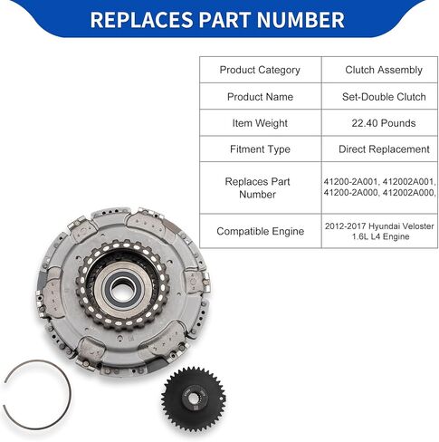 مجموعة القابض المزدوج 41200-2A001 لمحرك Hyundai Veloster 1.6L L4 2012-2017 استبدل 41200-2A000 412002A001 لقاعدة Hyundai لتوربو in Kuwait