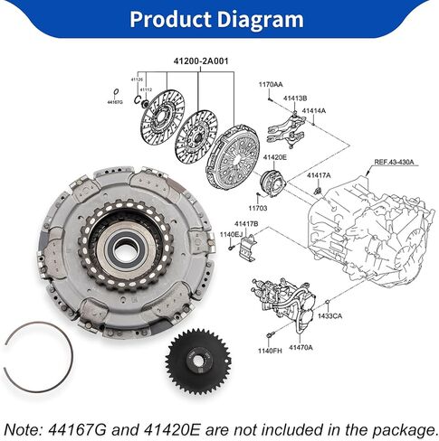 مجموعة القابض المزدوج 41200-2A001 لمحرك Hyundai Veloster 1.6L L4 2012-2017 استبدل 41200-2A000 412002A001 لقاعدة Hyundai لتوربو in Kuwait