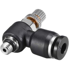 uxcell Push to Connect Air Flow Control Valve,Elbow,4mm OD x M5 Male Thread,Pneumatic Flow Speed Controller Valve,Black 2pcs
