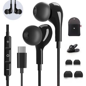 USB C Headphones for iPhone 15 Pro Max iPad Pro Samsung Galaxy S24 Ultra S23 S22 S21,Wired Earbuds Magnetic in-Ear Type C Earphone with Microphone Volume Control HIFI Stereo Noise Canceling