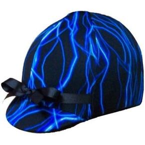 Equestrian Riding Helmet Cover - Blue Lightening