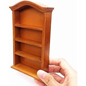 Adult scene 1:12 Handmade Dollhouse Miniature Furniture Wooden Bookcase Wood Shelf Cabinet Mini Wooden Pretend Play Four Floors Bookshelf Toy Dollhouse Furniture Accessory Doll House Deco