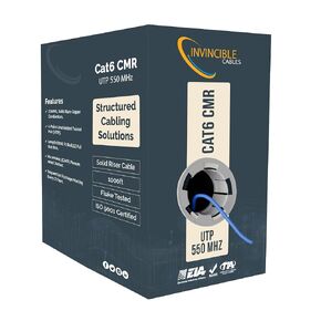Cat6 Riser Rated(CMR) 1000ft Cable | 100% Solid Copper Conductors | 550 MHz,23AWG 4 Pair,UTP | Fluke DTX-1800 Analyzer Test Passed | Precision Engineered for Reliability White