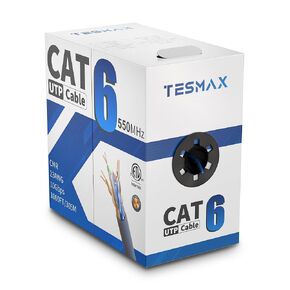 Cat 6 Ethernet Cable 1000ft (305M), 23AWG 10Gbps 550Mhz High Speed Riser (CMR) UTP Cable with Reduce Crosstalk Separator, Heavy Duty ETL LAN Cable (Blue)