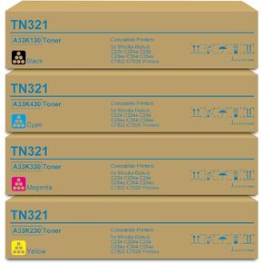TN-321 TN321 Toner Cartridge Replacement for Konica Minolta TN321K TN321C TN321M TN321Y Toner Cartridge for Bizhub C224e C364e C284e C224 C284 C364 Printer (Black Cyan Magenta Yellow)