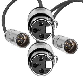 KONDOR BLUE XLR Cable for High Fidelity Set and Studio Audio Recording and Playback (16" Inch, Mini XLR to XLR (2pack), Black)