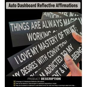 Dashboard Reflective - Spiritual, Positive, Inspirational Affirmation - Things are Always Magically Working Out for Me - 3 Package (1 plus two other quotes)