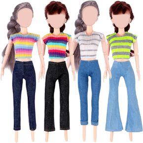 4 Sets Doll Clothes 11.5 Inch Girl Doll Accessories Doll Clothing Doll Outfits Doll T Shirt Dress Short Sleeve and Pant for Girls Birthday Gifts(Cute)