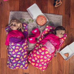 The Queen's Treasures 18 Inch Doll Food and Accessories, 4 Piece Slumber Party Set with 2 Sleeping Bags and a Pizza with Pizza Box