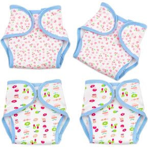 Reborn Baby Doll Diapers Underwear Accessories 4-Piece Pack for 17-22 inch Newborn Doll Reusable Washable
