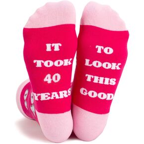 Women Fun Crews Socks for 40th 50th 60th Birthday Gifts for Women Funny Crew Cotton Socks