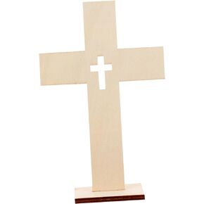 10pcs Cross Shaped Adornment Church Cross Ornament Cross Centerpieces for Tables Wood Cross Adorn Tabletop Wood Cross Home Decor Wood Cross Decor The Sign Wooden Vertical