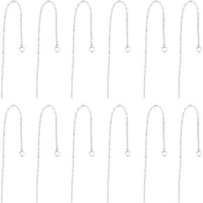 SUNNYCLUE 1 Box 60Pcs 100mm Ear Threaders 304 Stainless Steel Ear Threads Earring Threads with Loop Drop Earrings Threads Tassel Chain Earrings for Jewelry Making Accessories DIY Dangle Earrings