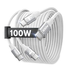 USB C to USB C Cable 100W [6.6ft/2 Pack] USBC to USBC Fast Charging Cable Braided USB C to C Charger Cord for iPhone 15 Pro Max Plus, MacBook Pro/Air, iPad Pro,Samsung Galaxy S24 Ultra S23,Pixel in Kuwait