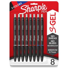 Sharpie S-Gel, Gel Pens, Medium Point (0.7mm), Assorted Colors, 8 Count