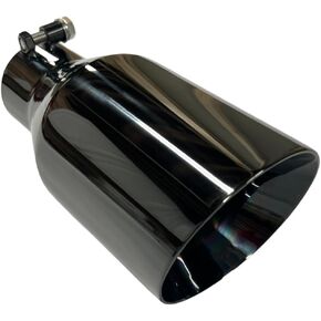 Exhaust Tip 2.25" Inlet 4.00" Outlet 8.00" long WBOSS4008-225-DW-BC-SS Bolt On Slant Angle Black Chrome 304 Stainless Steel Wesdon Exhaust Tip