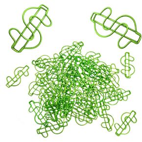 50 pcs Green Dollar Paper Clips Metal Binder Clips Photo Clips Creative Paper Clips for Bookmarks Home School Office Wedding Party Invitation Valentine Decorative(Green)
