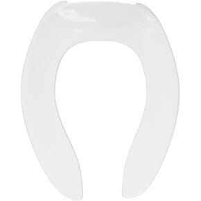 Centoco Elongated Toilet Seat, Lock In Place, Fast-N-Lock Mounting, Open Front No Cover, Commercial, Plastic, Made in the USA, 500STSCCFE-001, White