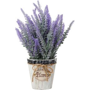 DILATATA Lavender Flowers Artificial Lavender Decor Fake Lavender Plant in Rustic Metal Pot Faux Plants in Pots for Home Bathroom Table Centerpieces Wedding Decor Potted Lavender Flower Purple Decor
