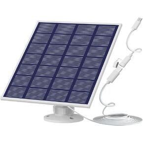 Solar Panel for Security Camera, 5V 5W Camera Solar Panel with Adjustable Wall Mount,9.8ft Cable,IP65 Waterproof USB Solar Panel for Micro USB and USB-C Port Rechargeable Battery Camera (1 Pack