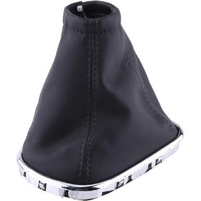 Gear Shift Stick Cover,Black with Chrome Frame PU Leather Car Gear Shift Knob Cover Gaiter Boot Replacement for Cruze 2008-2012