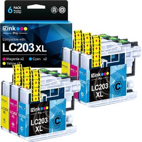 E-Z ink Pro LC203 Compatible Ink Cartridge Replacement for Brother LC203XL LC203 XL to use with MFC-J480DW MFC-J880DW MFC-J4420DW MFC-J680DW MFC-J885DW (2 Cyan, 2 Magenta, 2 Yellow, 6 Pack)