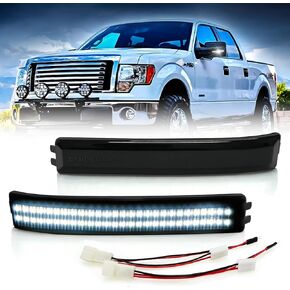 D-Lumina LED Side Mirror Turn Signal Lights Clear Lens White for Fo-rd F150 2009-2014, Raptor 2010-2014, Side Marker Mirror Light Assembly Replace Factory Amber Reflector Lamp, Pack of 2