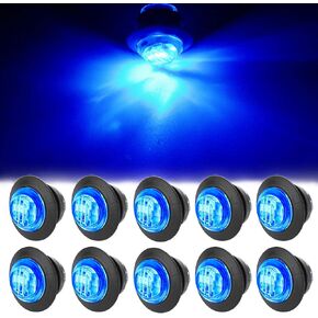 10Pcs 3/4 Inch Blue LED Marker lights,Led Trailer Side Marker Light,LED Clearance Bullet Marker Light,Turn Signal Identification Indicator Light for Trailer Truck RV Car Bus Van Pickup SUV ATV in Kuwait