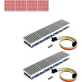 2pcs MAX7219 Dot Matrix Module(Red Light) 4 in 1 Display for Arduino Microcontroller with 5Pin Line(Christmas Decoration DIY Letters Electronic Display)