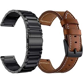 YEEJOK Galaxy Watch 6 Classic Bands 47mm 43mm, Galaxy Watch 6/5/4 Bands 44mm 40mm Metal Leather for Men Women, Galaxy Watch 5 Pro Bands 45mm, 20mm Replacement Straps Compatible for Samsung Galaxy Watch 4 Classic 46mm 42mm