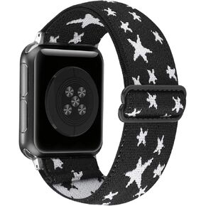 Adjustable Stretchy Solo Loop Nylon Strap Compatible with Apple Watch Elastic Band 38mm 40mm 41mm 42mm 44mm 45mm iWatch Series SE/7/6/5/4/3/2/1