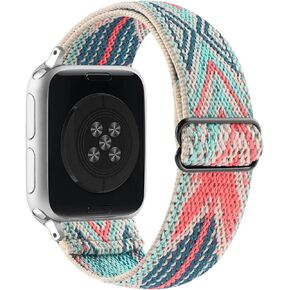 حزام نايلون قابل للتمدد بحلقة منفردة متوافق مع Apple Watch بسوار مطاطي 38 مم 40 مم 41 مم 42 مم 44 مم 45 مم iWatch Series SE/7/6/5/4/3/2/1