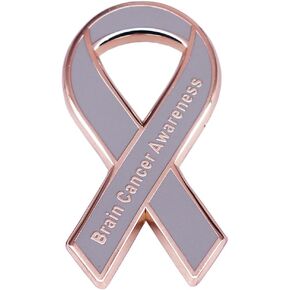 zhanghaoran Brain Cancer Awareness Enamel Pin Brain Cancer Ribbon Brooch Lapel Pin Gray Ribbon Pin for Cancer Survivors