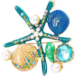 Multi-color Crystal Starfish Brooches Pins for Women/Men/Child corsage Faux Pearls Brooches Hats Bags Clothing Decorations Accessory