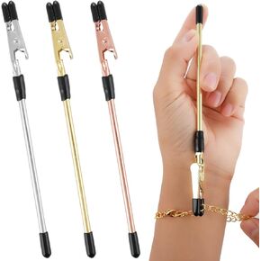 Amaxiu 3pcs Bracelet Helper Tool - Fastener Jewelry Helper Tool, Quick Release Hand Bracelet Helpers Jewelry Assistance Tool for Bracelet Necklace Watch Clasp Ties Zippers(Silver, Gold, Rose Gold)