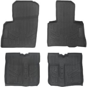 SMARTLINER All Weather Protection Custom Fit 2 Row Rugged Rubber Floor Liner Set Compatible with Polaris RZR Pro R/Turbo R/Pro XP -2020-2024