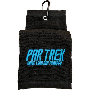 منشفة جولف مطرزة ثلاثية الطي من Funny Par Trek Drive Long and Prosper XL مع مشبك